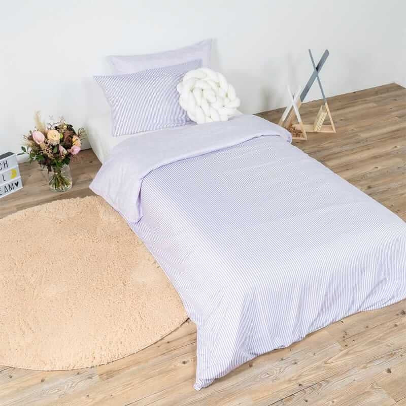 Jadaloo Anti-Dustmite Single Bed Duvet Set without Padding - Purple Stripe
