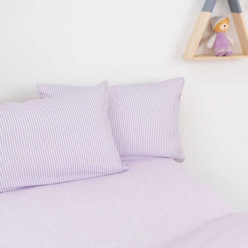 Jadaloo Anti-Dustmite Single Bed Duvet Set without Padding - Purple Stripe