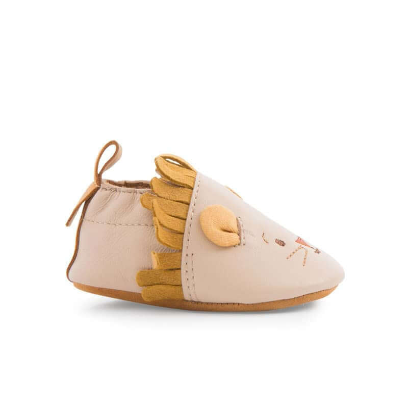 Moulin Roty Sous Mon Baobab Lion Leather Slippers