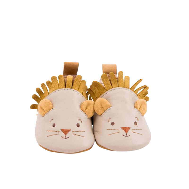 Moulin Roty Sous Mon Baobab Lion Leather Slippers