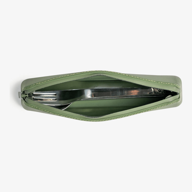 檸檬色不銹鋼餐具組（含收納袋） - 綠色