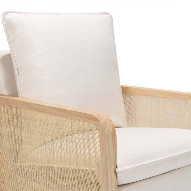 Babyletto Sumba Swivel Glider with Cane - Performance Cream Eco-Weave with Light Wood Base