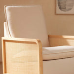Babyletto Sumba Swivel Glider with Cane - Performance Cream Eco-Weave with Light Wood Base