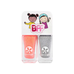 Suncoat Girl Buddies Nail Polish Duo Set Silver and Coral Glitter 2 Piece Set