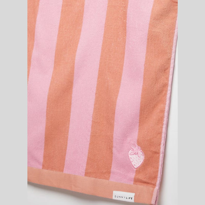 SUNNYLiFE Terry Beach Hooded Towel - Sea Seeker Strawberry
