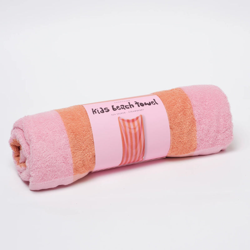 SUNNYLiFE Terry Beach Hooded Towel - Sea Seeker Strawberry
