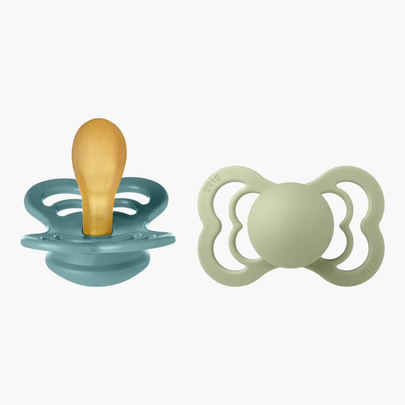 BIBS Supreme Symmetrical Latex Pacifier - Island Sea/Sage (2-Pack)