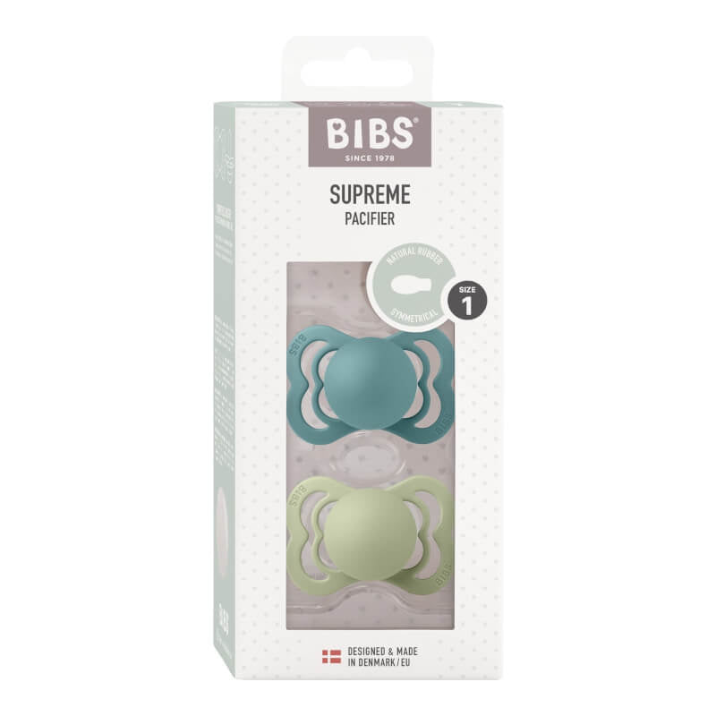 BIBS 至尊對稱乳膠安撫奶嘴 - 海島藍/鼠尾草綠（2個裝）
