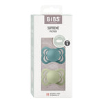 BIBS 至尊對稱乳膠安撫奶嘴 - 海島藍/鼠尾草綠（2個裝）