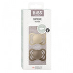 BIBS Supreme Symmetrical Silicone Pacifier - Vanilla/Dark Oak (2-Pack)