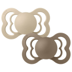BIBS Supreme Symmetrical Silicone Pacifier - Vanilla/Dark Oak (2-Pack)
