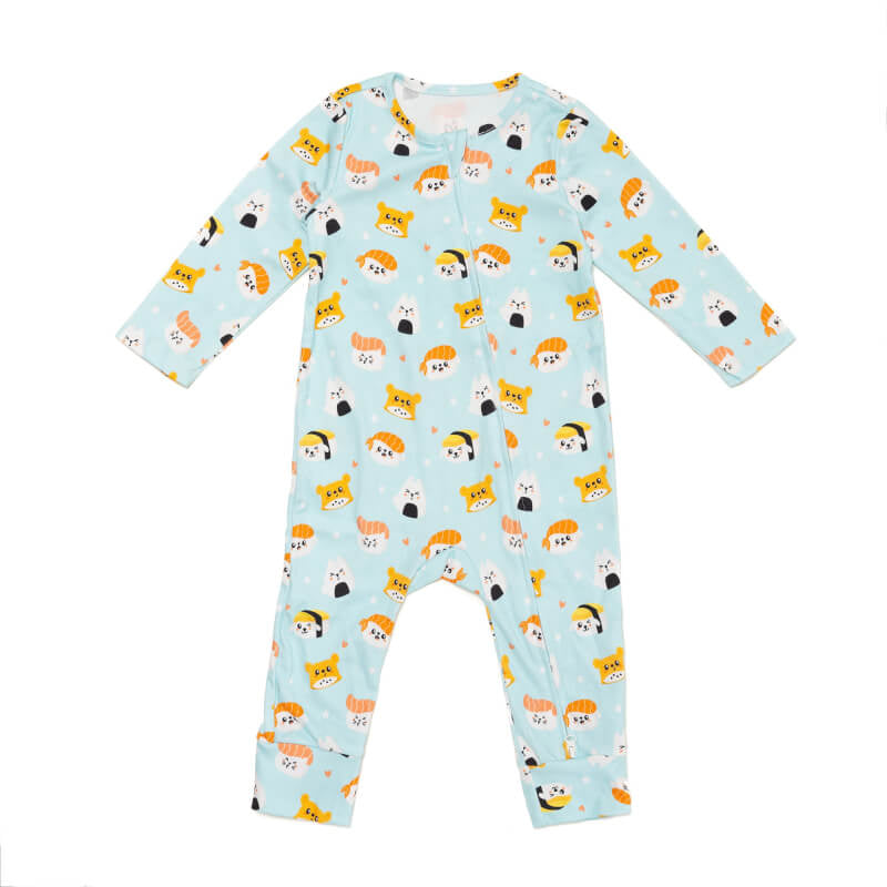 Cotton Pigs Sushi Animals Organic Zip-Up Sleepsuit