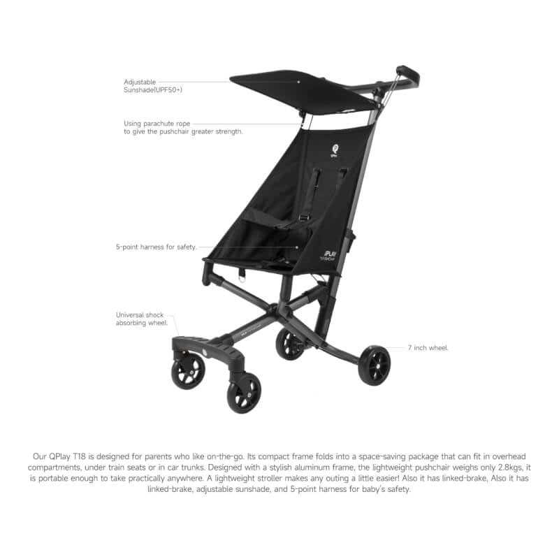 QPlay T18 Portable Pushchair - Grey