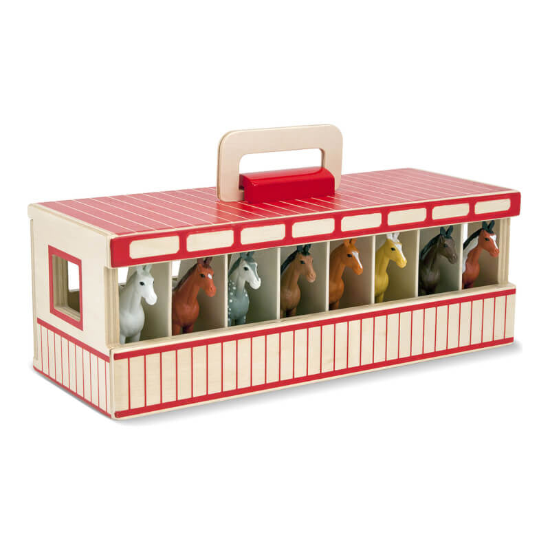 Melissa &amp; Doug 便攜式馬廄玩具套裝