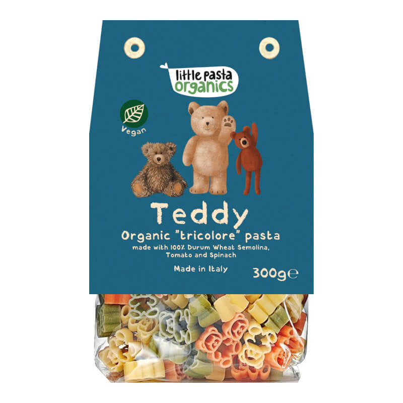 Little Pasta Organics Teddy Shaped Pasta with Spinach & Tomato 300g (36 mos+)