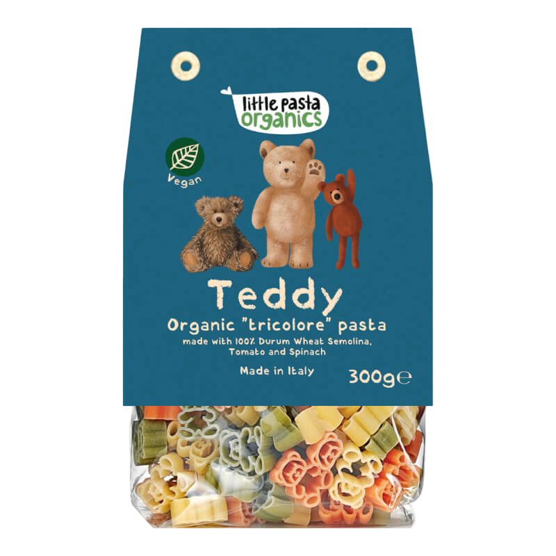 Little Pasta Organics Teddy Shaped Pasta with Spinach & Tomato 300g (36 mos+)