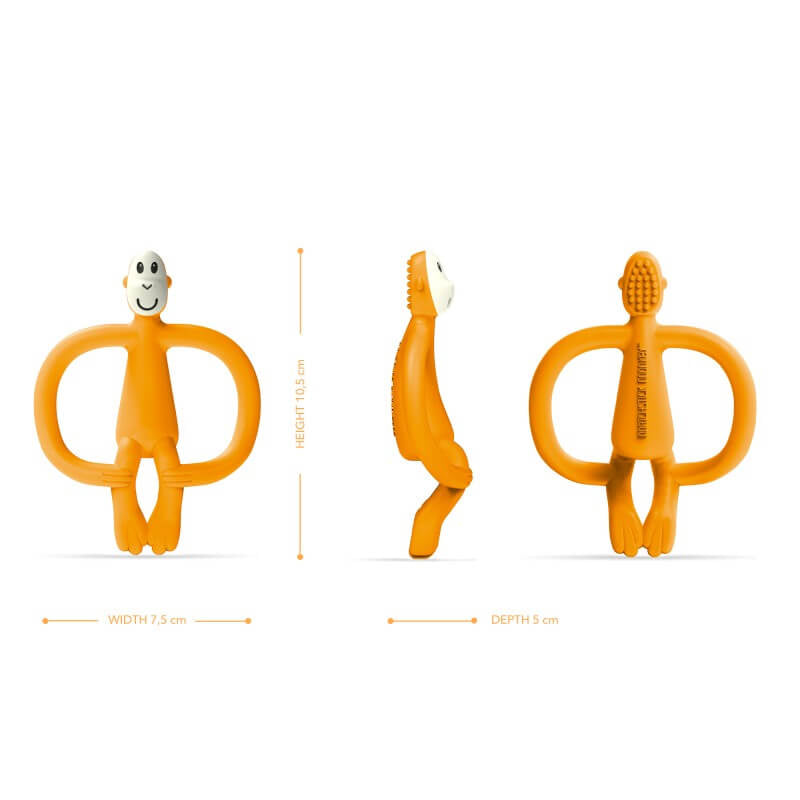 Matchstick Monkey 原廠磨牙玩具及凝膠塗抹器 - 橘色