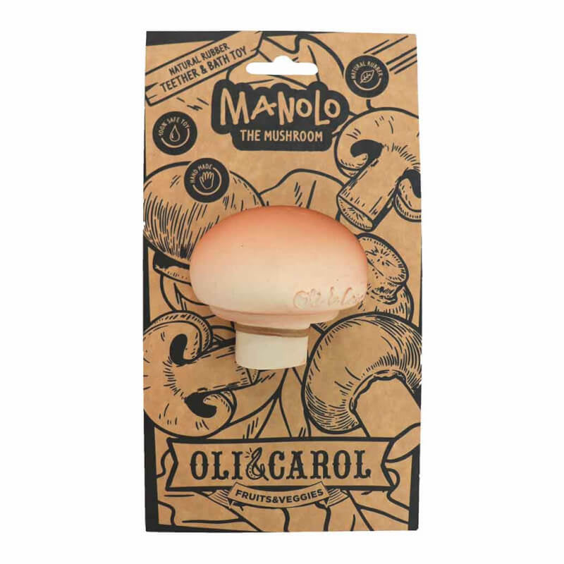 Oli&Carol Teether & Bath Toy - Fruits & Veggies - Manolo the Mushroom