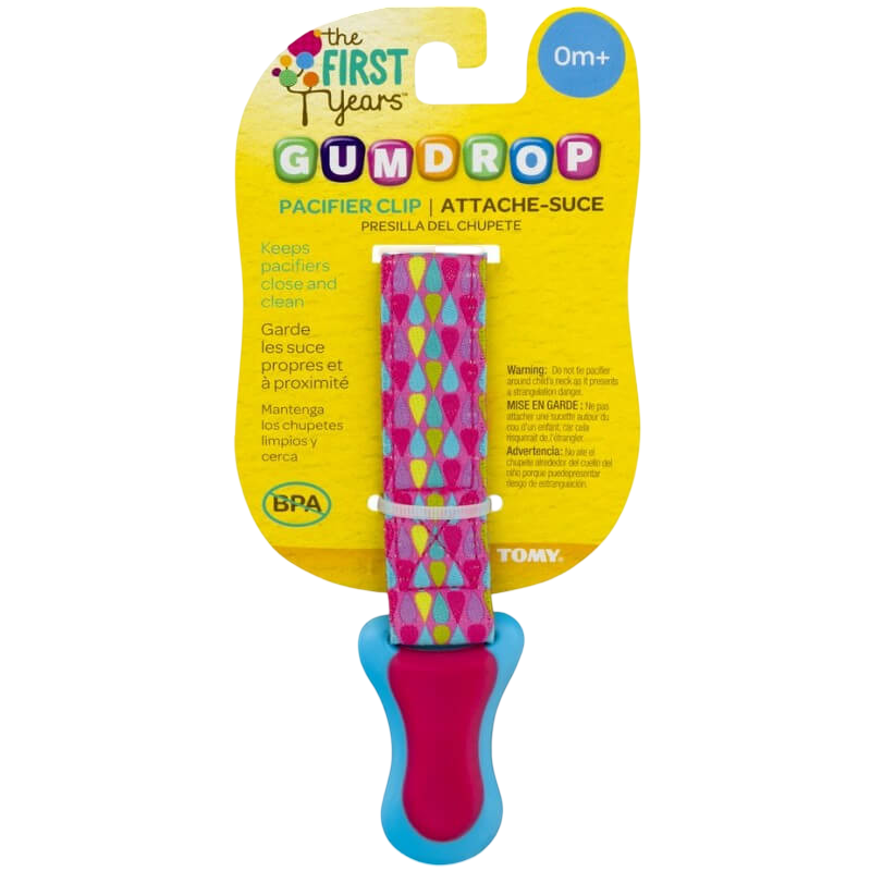 The First Years Gumdrop Pacifier Clip - Pink
