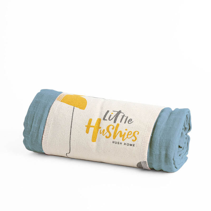 Little Hushies The Little Organic Baby Swaddle Blanket™ 120x120cm (1-Pack) - Cloud Blue