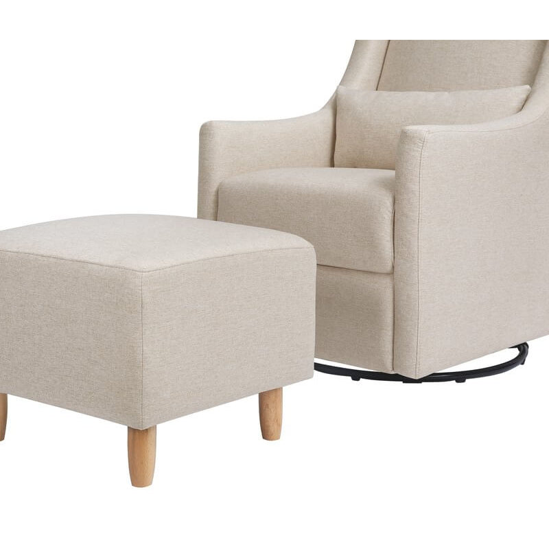 Babyletto Toco Swivel Glider & Ottoman - Performance Beach Eco-Weave