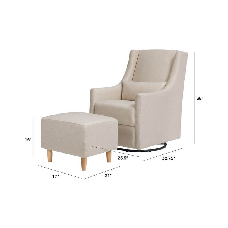 Babyletto Toco Swivel Glider & Ottoman - Performance Beach Eco-Weave