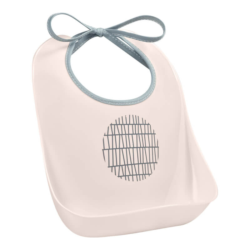 Beaba Training Bib with Crumb Catcher - Pink Grid