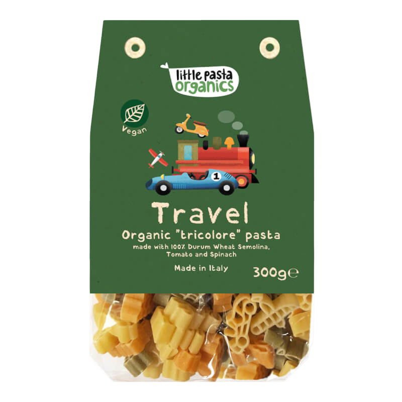 Little Pasta Organics Travel Shaped Pasta with Spinach & Tomato 300g (for 18 months+)