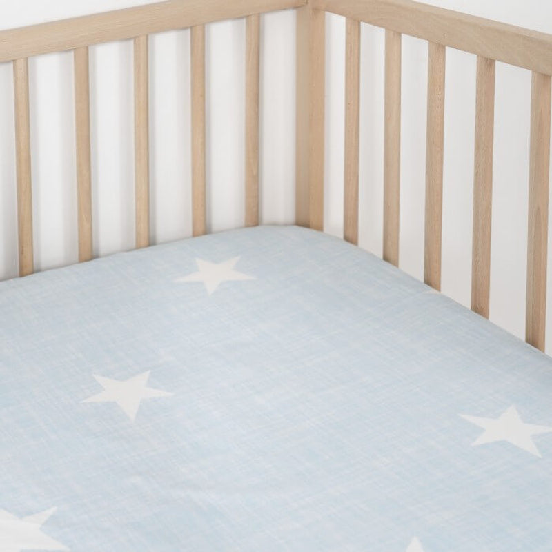 Jadaloo Anti-Dustmite Ultra Soft Crib Fitted Sheet 120x60cm - Blue Stars