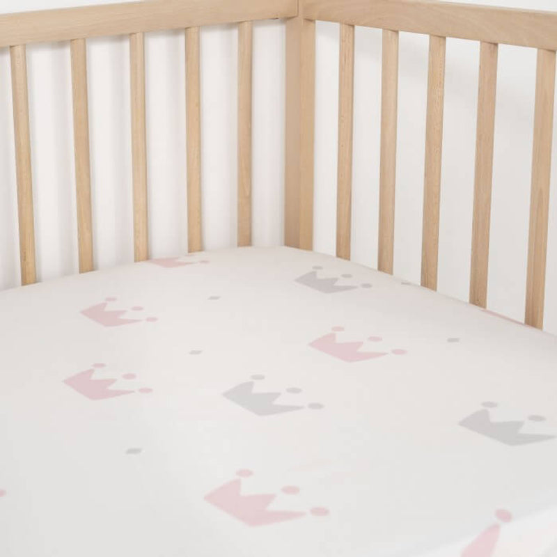 Jadaloo Anti-Dustmite Ultra Soft Crib Fitted Sheet 120x60cm - Cutie Princess Tiara