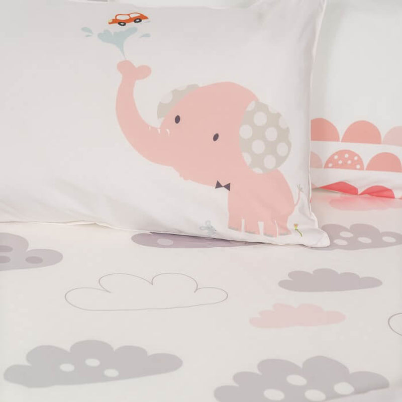 Jadaloo Anti-Dustmite Ultra Soft Crib Fitted Sheet 120x60cm - Pink Clouds