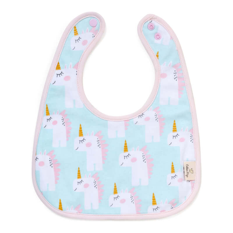 Cotton Pigs Unicorn and Apples Bib Set