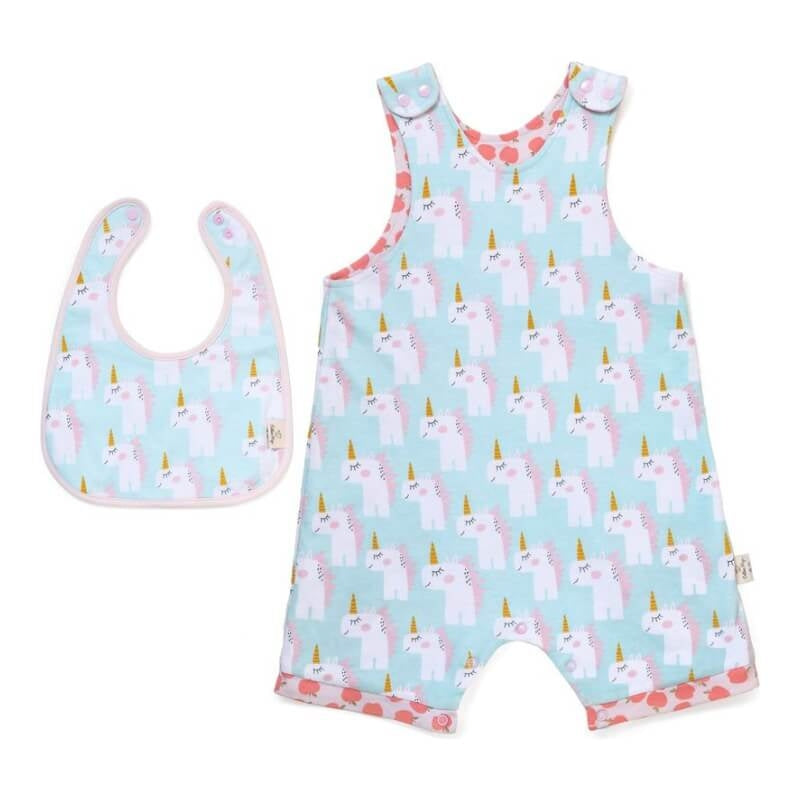 Cotton Pigs Unicorn and Apples Bib Set