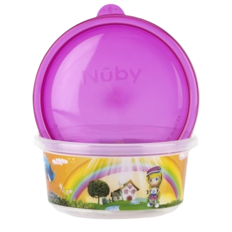 Nuby 可堆疊式有蓋洗碗碗（300毫升 x 6）- 女孩款