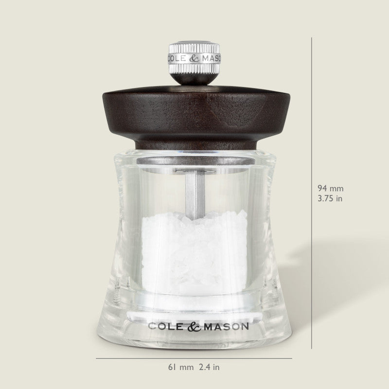 Cole & Mason Holborn 95mm/ 3.75in Acrylic & Black Wood Salt Mill