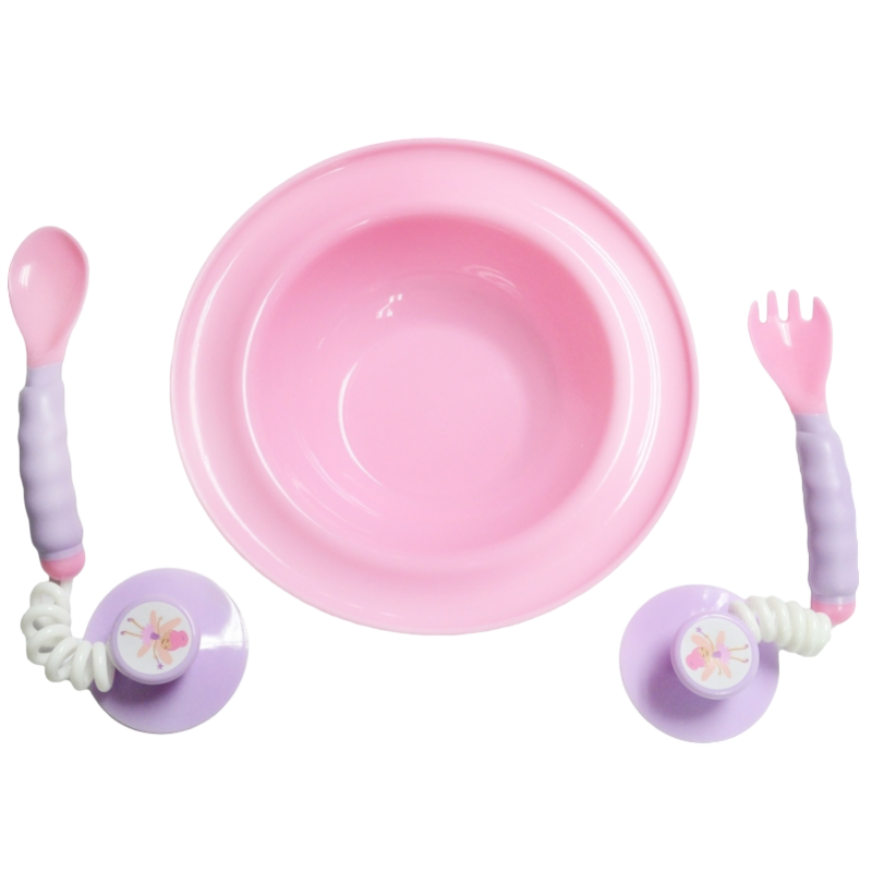 Ezee-Reach Stay-Put Cutlery+Bowl - Pink Fairy