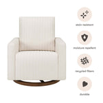 Babyletto Poe Channeled Swivel Glider - Performance Cream Eco-Weave with Dark Wood Base