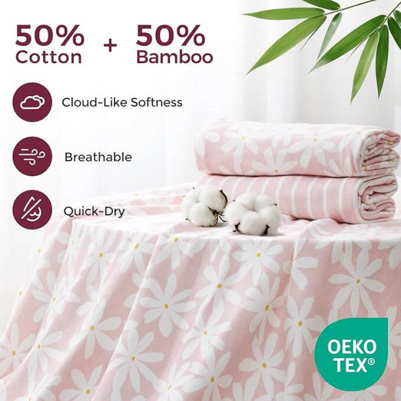 Momcozy Hooded Baby Towel Ultra Soft 2 in a pack - Bloom Bliss XL 90 X 90cm