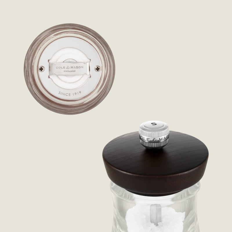 Cole & Mason Holborn 95mm/ 3.75in Acrylic & Black Wood Salt Mill