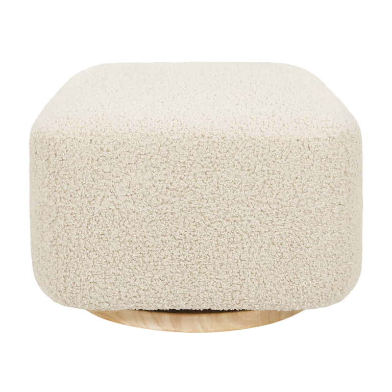 Babyletto Kiwi Gliding Ottoman - Almond Teddy Loop with Light Wood Base