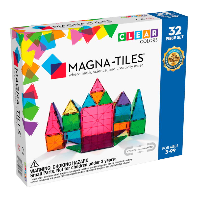 Magna-Tiles 經典透明彩色磁力片 32 片裝