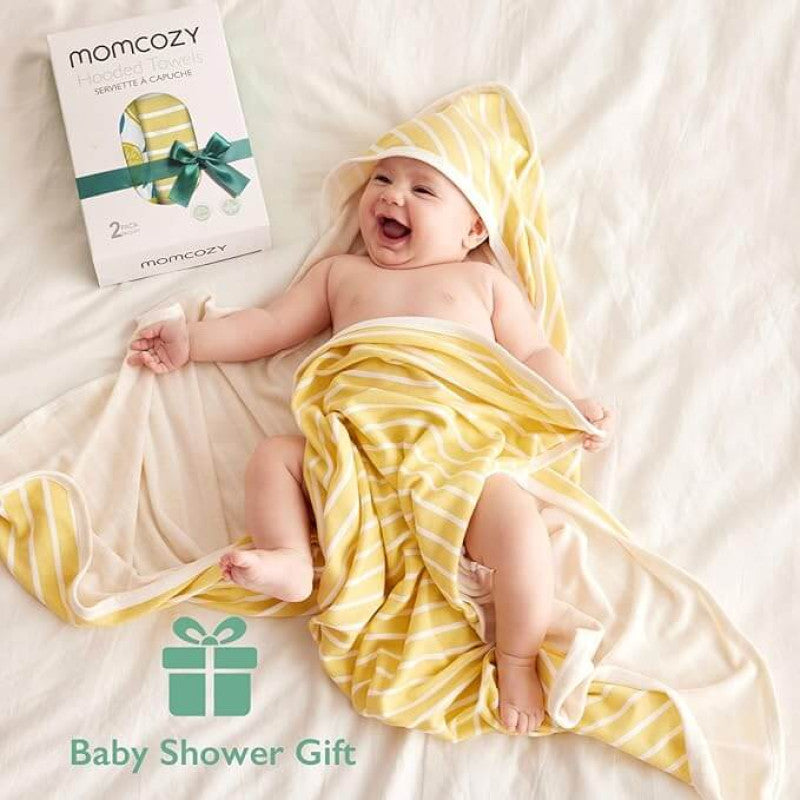 Momcozy Hooded Baby Towel Ultra Soft 2 in a pack - Lemon Leaves