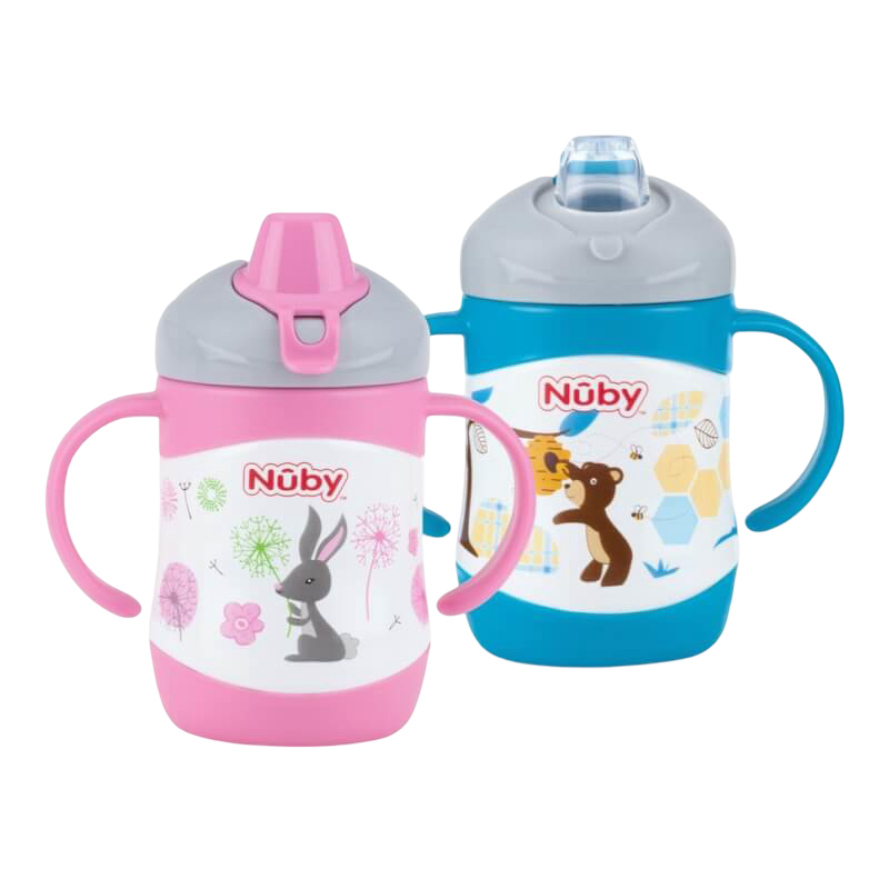 Nuby 防漏 Clik-it 不鏽鋼保溫軟吸管杯 220ml