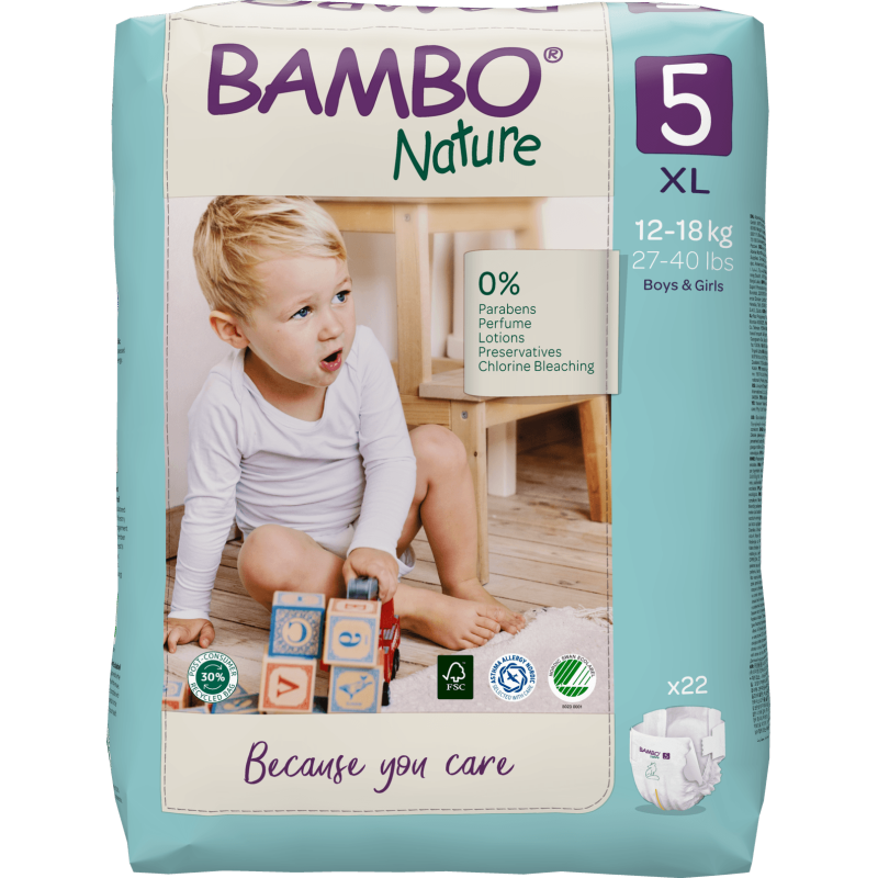 Bambo Nature 環保紙尿褲 - 5號（12-18公斤）XL碼 22片裝