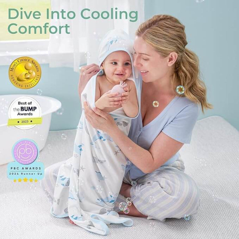 Momcozy Hooded Baby Towel Ultra Soft 2 in a pack - Marine Whale Magic