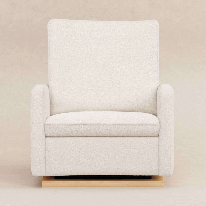 Babyletto Cali Pillowback Chair and a Half Glider - Chantilly Fleece with Light Wood Base