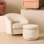 Babyletto Madison Swivel Glider - Ivory Velvet Checker with Light Wood Base