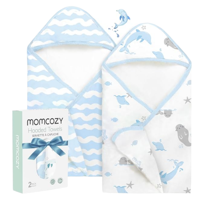 Momcozy Hooded Baby Towel Ultra Soft 2 in a pack - Marine Whale Magic