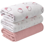 LYRICHOM BABY Muslin Swaddle Blankets for Newborn 3 in a pack - Clouds & Stars