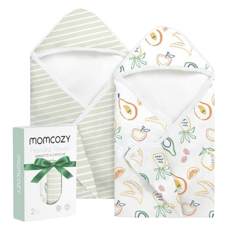 Momcozy Hooded Baby Towel Ultra Soft 2 in a pack - Wondrous Green Orchard L 70x70cm